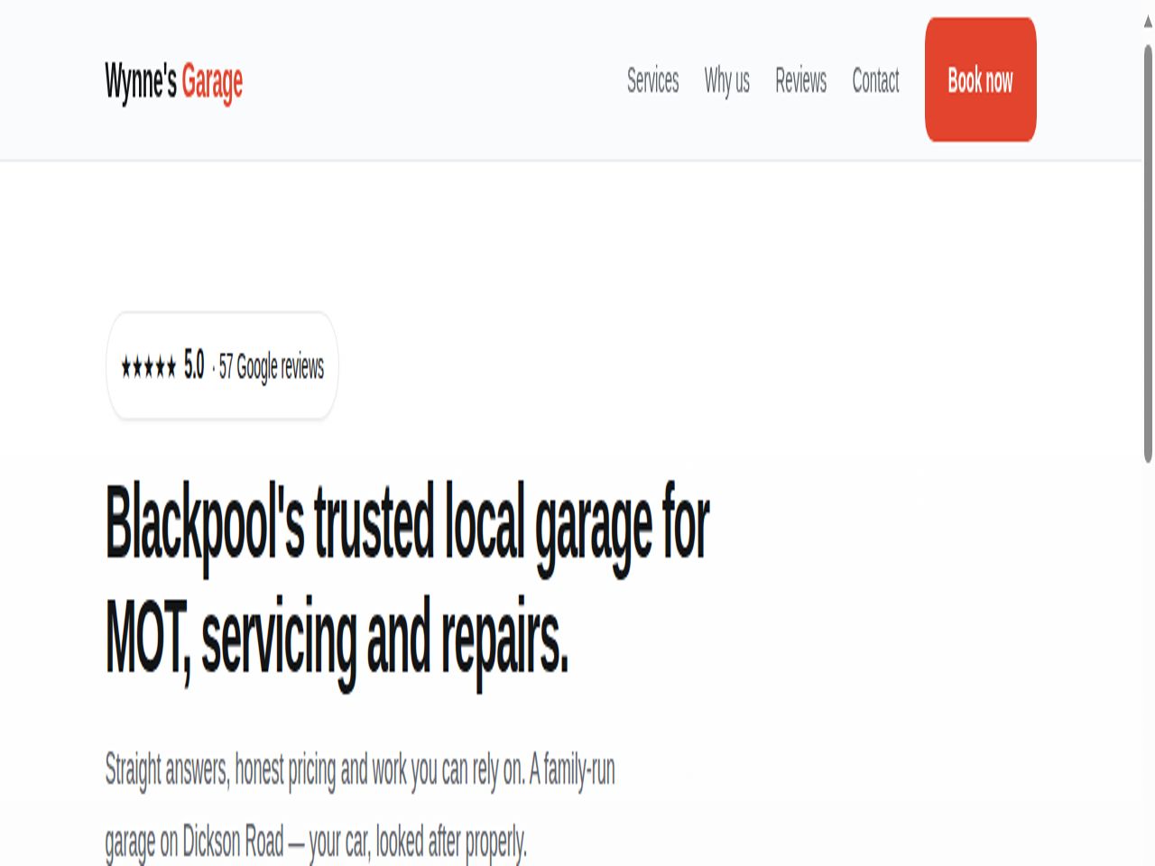 Wynne's Garage demo site